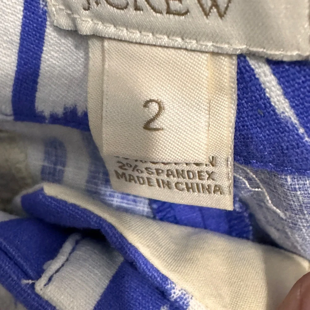 J. Crew Blue and White Abstract Shorts size 2